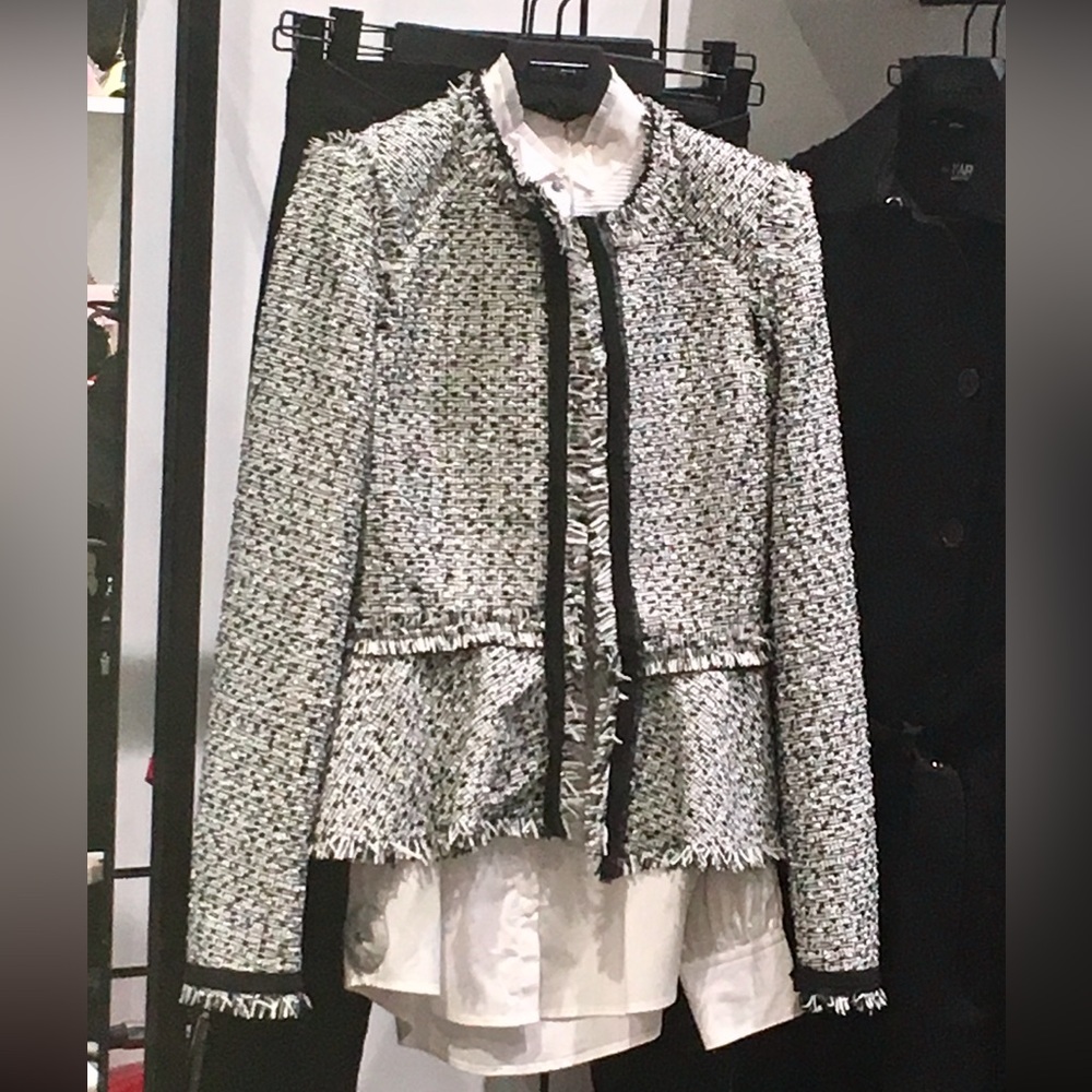 Gorgeous Karl Lagerfeld Chic Tweed Jacket Zip NWOT